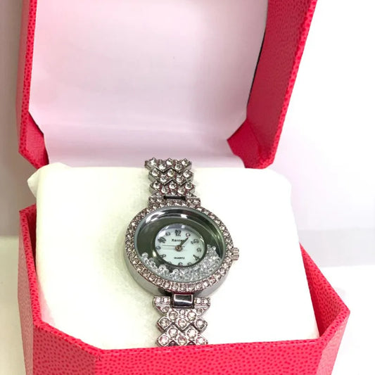 Luxury Diamond-Cut Women’s Watch with Crystal Finish