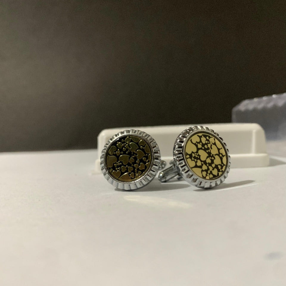 Gold & Silver Textured Round Studs for Men