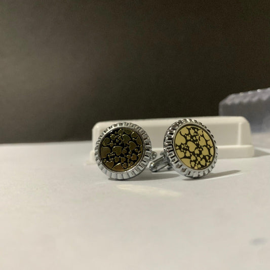Gold & Silver Textured Round Studs for Men