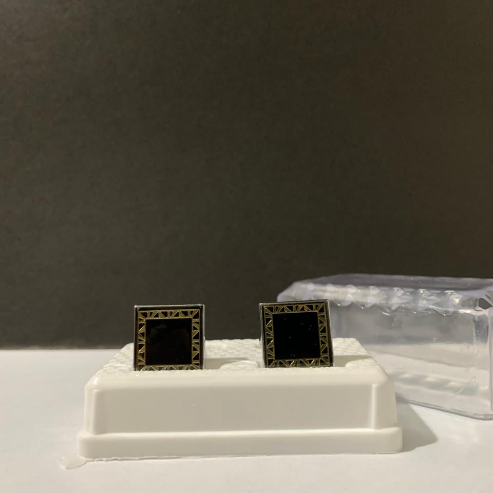 Black Cufflinks with Gold Trim for Men