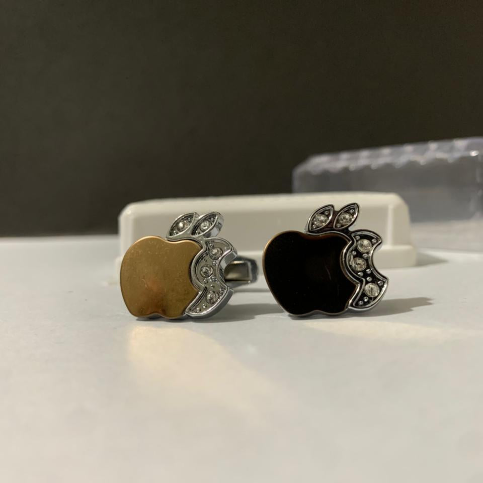 Silver Apple Style Metal Cufflinks for Men