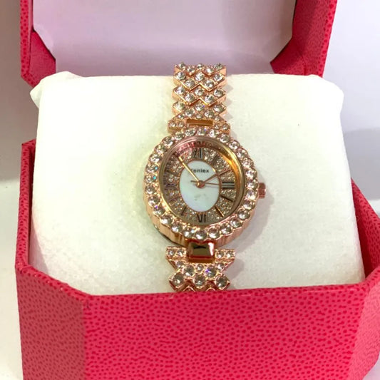 Women’s Rhinestone Luxury Watch with Crystal Bezel