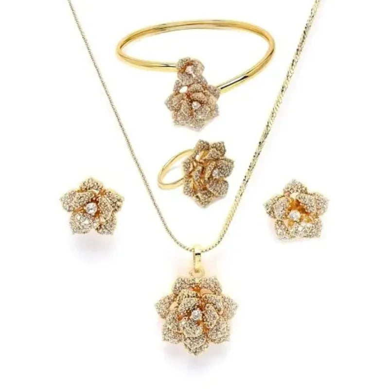 Luxury Gold Plated Flower Jewellery Gift Set