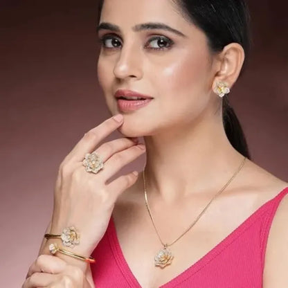 Luxury Gold Plated Flower Jewellery Gift Set
