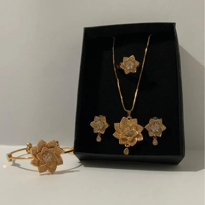 Luxury Gold Plated Flower Jewellery Gift Set
