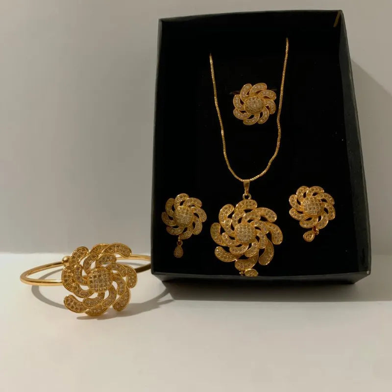 Luxury Gold Plated Flower Jewellery Gift Set