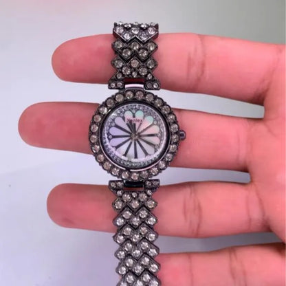 Ladies’ Crystal Flower Dial Luxury Analog Watch