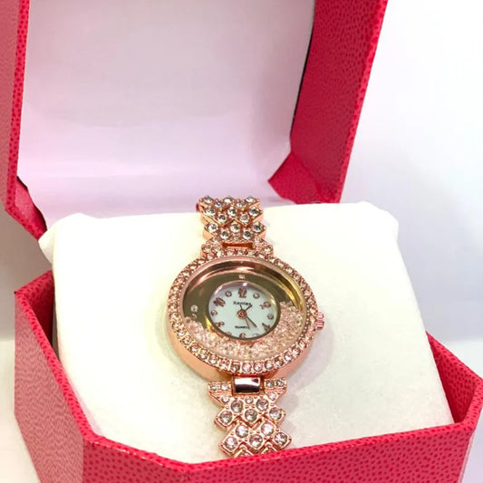 Luxury Diamond-Cut Women’s Watch with Crystal Finish