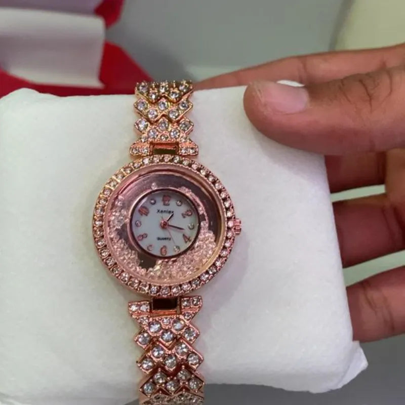 Luxury Diamond-Cut Women’s Watch with Crystal Finish