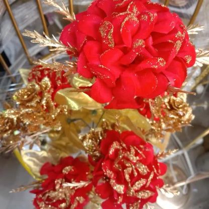 Luxury Red & Gold Artificial Flower Arrangement