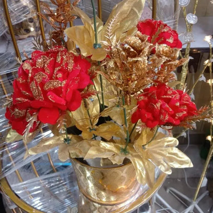 Luxury Red & Gold Artificial Flower Arrangement