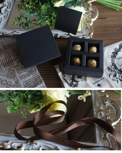 4 size choose 10set Elegant Valentine Chocolate Paper Box Gold Black Design Wedding Christmas Birthday Candy Packaging