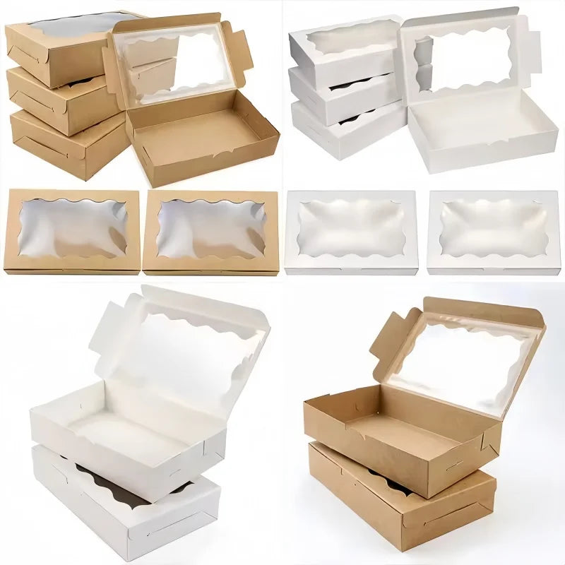 5/10pcs Gift Box with Clear Window - For Desserts, Pastries, Candies and Chocolates - Perfect for Weddings, Birthdays and more