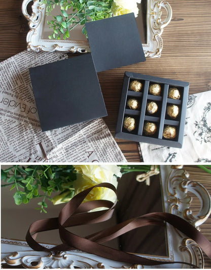 4 size choose 10set Elegant Valentine Chocolate Paper Box Gold Black Design Wedding Christmas Birthday Candy Packaging