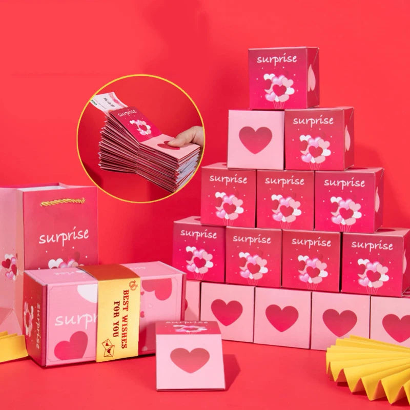 12pcs Folding Bounce Gifts Box Surprise Jumping Bounce Box Explosions Red Envelope Creative Folding Carton Gift Box For Birthday