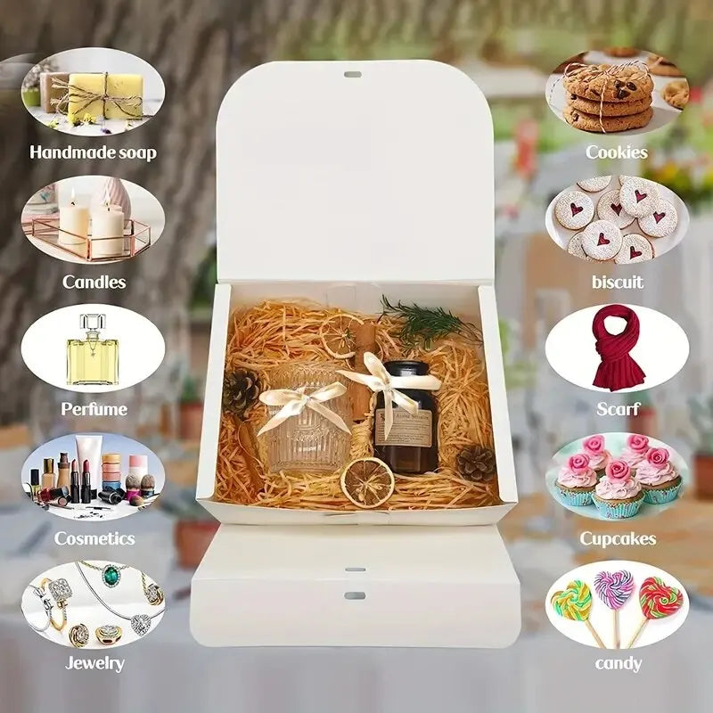 3pcs Large White All-In-One Gift Cardboard Box with Bow Ribbon Perfect for Party Weddings Birthday Holiday Candy Cookie Storage