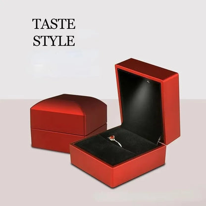 Wholesale LED Ring Box Jewelry Box for Wedding Ring Engagement Ring Box Gift Case Packaging Show Boxes with Light Storage Cases