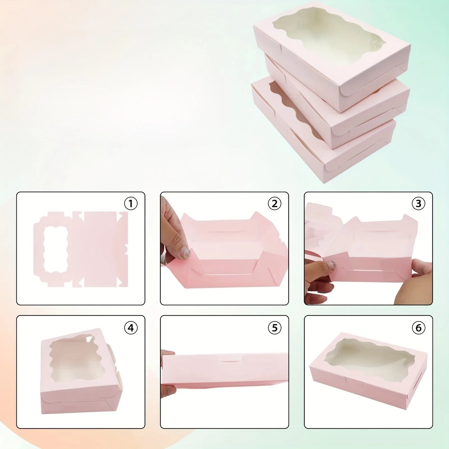 5/10pcs Gift Box with Clear Window - For Desserts, Pastries, Candies and Chocolates - Perfect for Weddings, Birthdays and more
