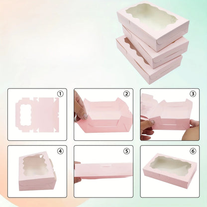 5/10pcs Gift Box with Clear Window - For Desserts, Pastries, Candies and Chocolates - Perfect for Weddings, Birthdays and more
