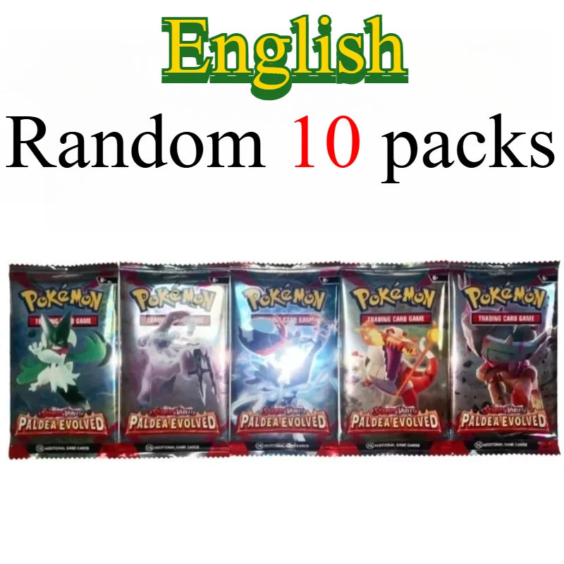 10 Pokémon Card Packs, Bright Stars,151 Prismatic Evolutions,PALDEAN FATES,English Reinforcement,Battle Transaction Card Gift