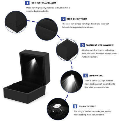 Wholesale LED Ring Box Jewelry Box for Wedding Ring Engagement Ring Box Gift Case Packaging Show Boxes with Light Storage Cases
