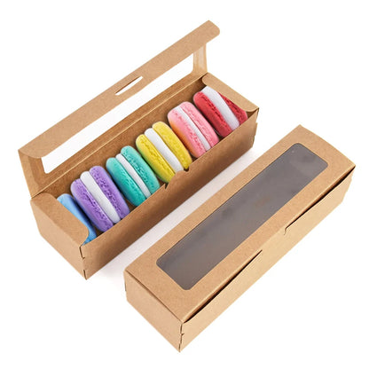 10-30Pcs Cookie Dessert Boxes Macaron Cake Bakery Box With Clear Window Wedding Birthday Party Favors Christmas Gift Packaging
