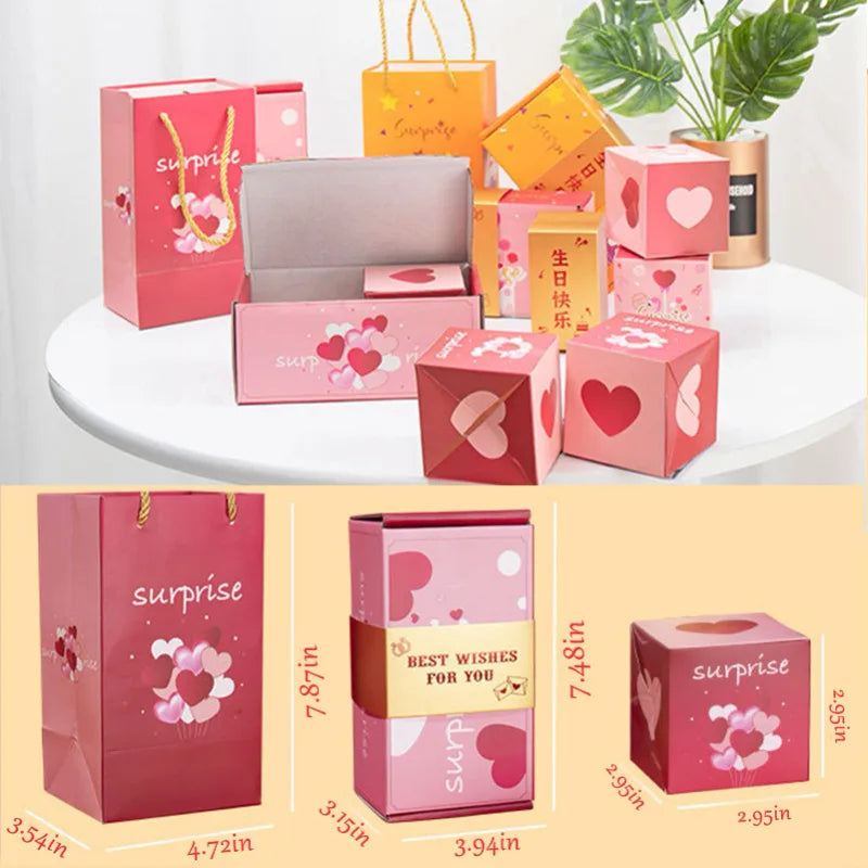 12pcs Folding Bounce Gifts Box Surprise Jumping Bounce Box Explosions Red Envelope Creative Folding Carton Gift Box For Birthday