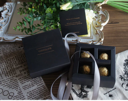 4 size choose 10set Elegant Valentine Chocolate Paper Box Gold Black Design Wedding Christmas Birthday Candy Packaging