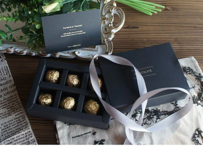 4 size choose 10set Elegant Valentine Chocolate Paper Box Gold Black Design Wedding Christmas Birthday Candy Packaging