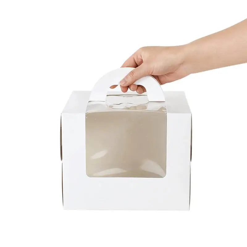 10Pcs Cake Box with Clear Window Paper Gift Packaging Box Wedding Birthday Party Muffin Cake Container Baby Shower Supplies