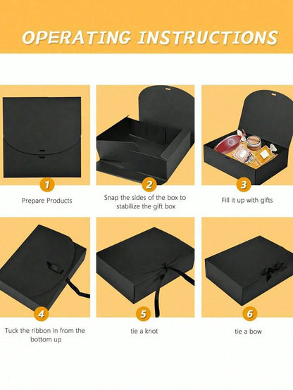 4pcs-Black Gift Box With Lid Bridesmaid Proposal Box with Ribbon Groomsmen Proposal Box Present Packaging Box Wedding Boxes