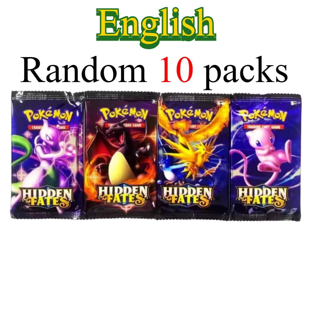 10 Pokémon Card Packs, Bright Stars,151 Prismatic Evolutions,PALDEAN FATES,English Reinforcement,Battle Transaction Card Gift