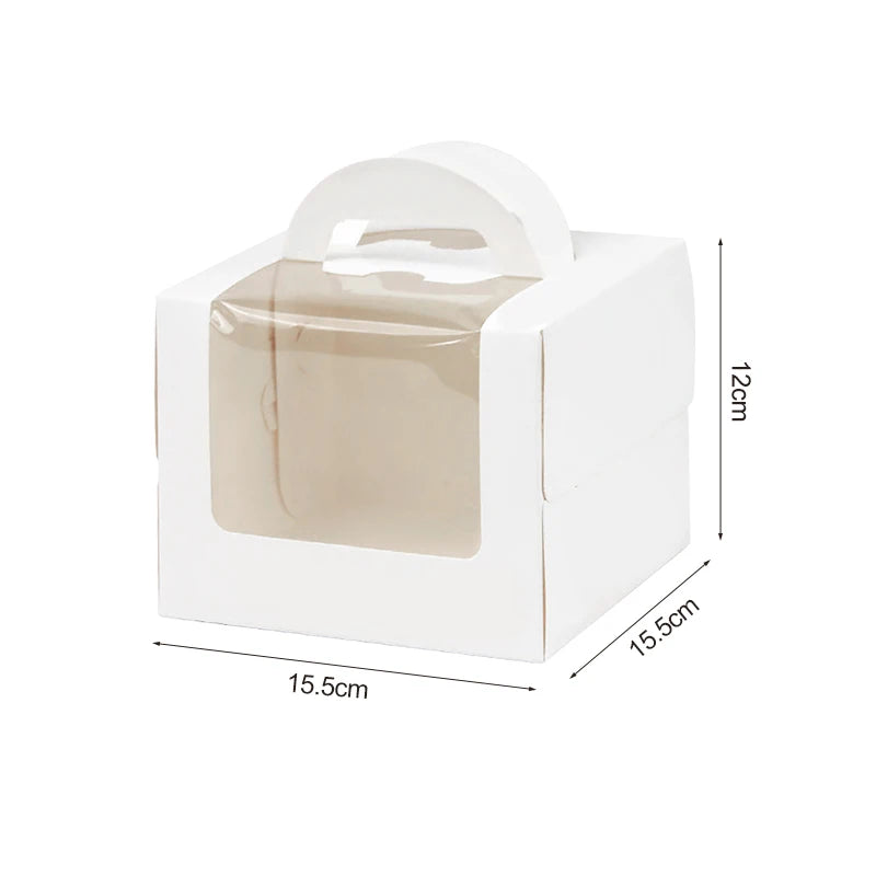 10Pcs Cake Box with Clear Window Paper Gift Packaging Box Wedding Birthday Party Muffin Cake Container Baby Shower Supplies