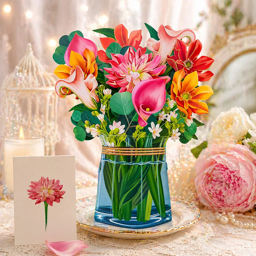 3D Pop Up Flower Greeting Cards Wedding Card Anniversary Thanksgiving Valentines Day Birthday Gift Thank You Card Handmade Cards