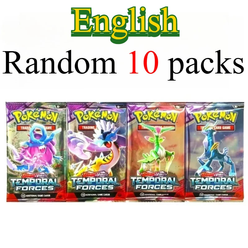 10 Pokémon Card Packs, Bright Stars,151 Prismatic Evolutions,PALDEAN FATES,English Reinforcement,Battle Transaction Card Gift