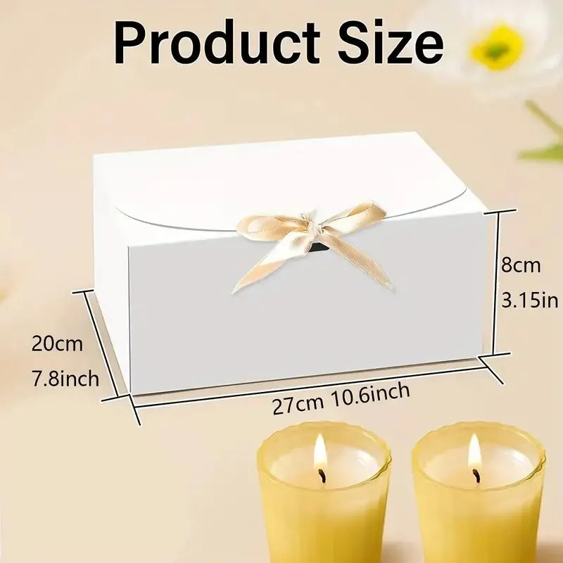 3pcs Large White All-In-One Gift Cardboard Box with Bow Ribbon Perfect for Party Weddings Birthday Holiday Candy Cookie Storage