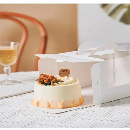 10Pcs Cake Box with Clear Window Paper Gift Packaging Box Wedding Birthday Party Muffin Cake Container Baby Shower Supplies
