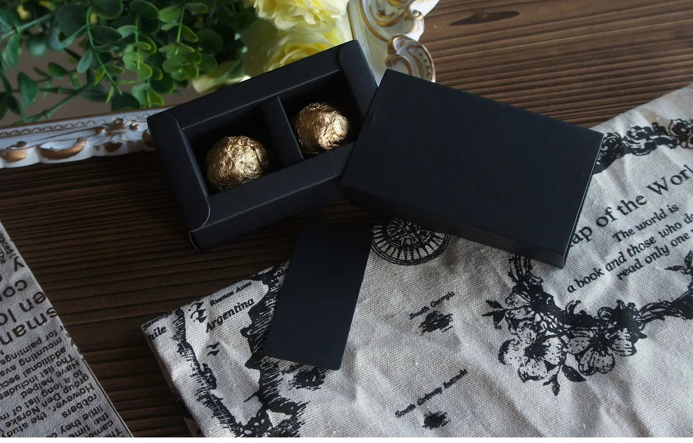 4 size choose 10set Elegant Valentine Chocolate Paper Box Gold Black Design Wedding Christmas Birthday Candy Packaging