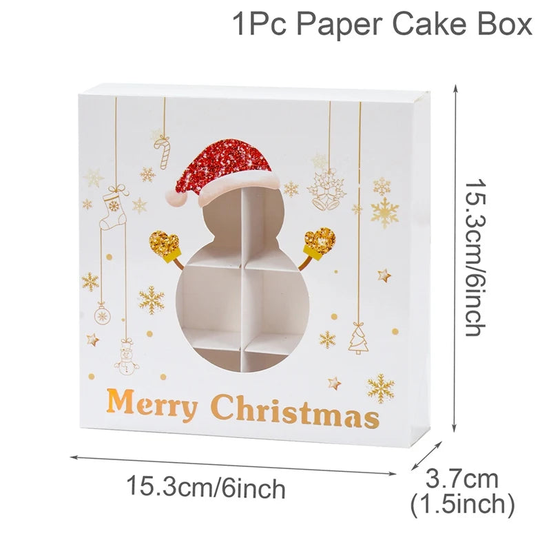 Christmas Candy Boxes Cookie Biscuit Packing Bag 2024 Christmas Decoration for Home Navidad Xmas Wrapping Gift Box New Year 2025