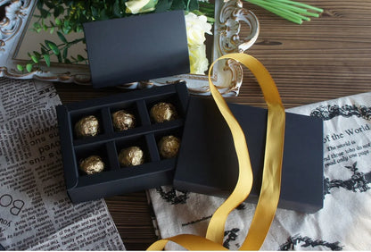 4 size choose 10set Elegant Valentine Chocolate Paper Box Gold Black Design Wedding Christmas Birthday Candy Packaging