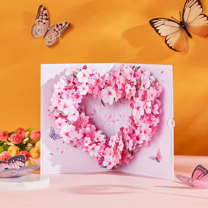 3D Pop-Up Heart Shape Flower Greeting Cards Mother's Day Wedding Card Anniversary Valentines Day Birthday Gift Card Handmade