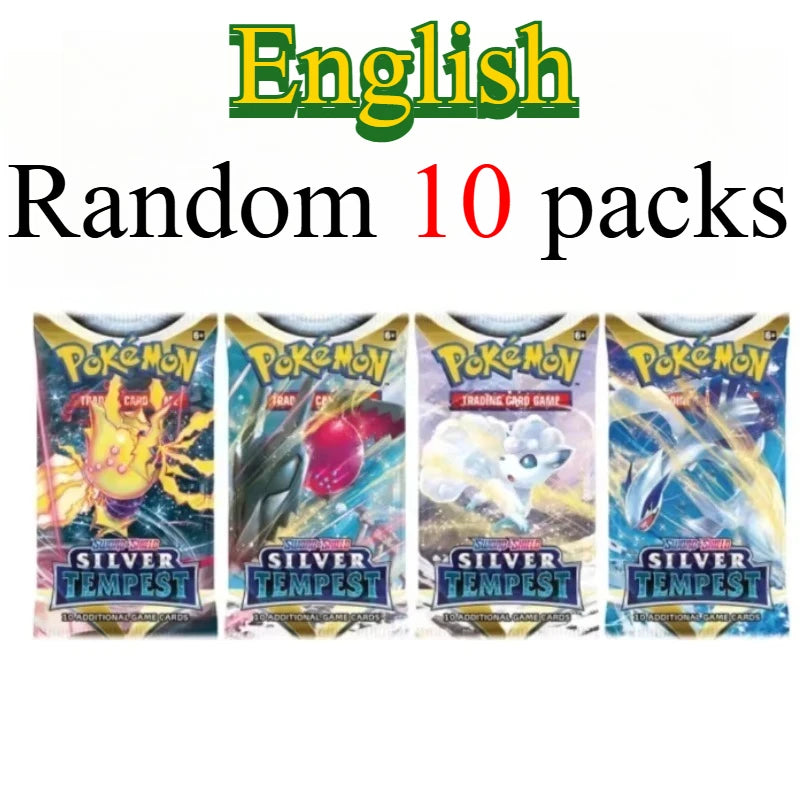 10 Pokémon Card Packs, Bright Stars,151 Prismatic Evolutions,PALDEAN FATES,English Reinforcement,Battle Transaction Card Gift