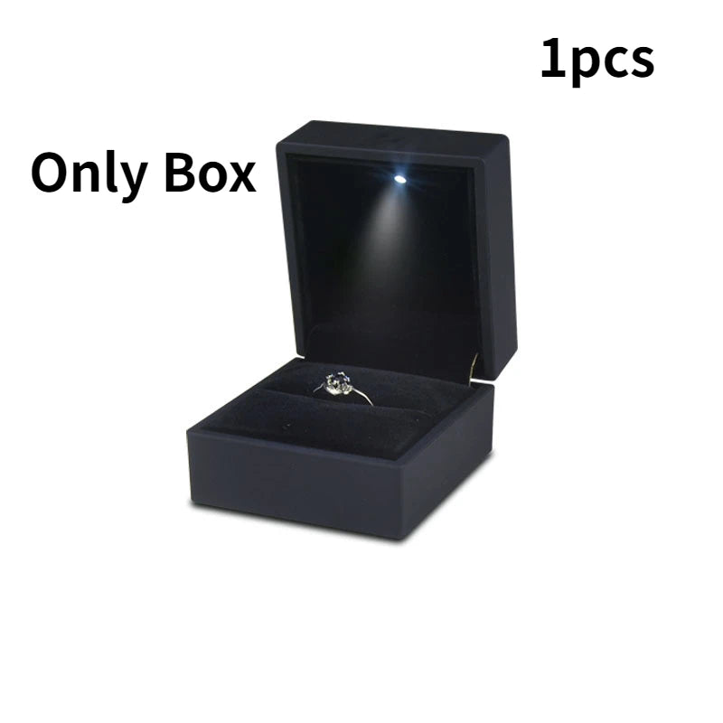 Wholesale LED Ring Box Jewelry Box for Wedding Ring Engagement Ring Box Gift Case Packaging Show Boxes with Light Storage Cases