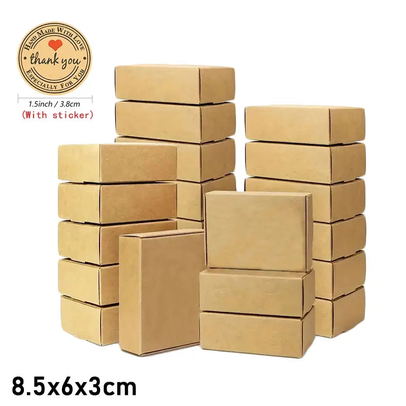10/30pcs small gift craft handmade kraft paper box, wedding party birthday paper gift box (with stickers)