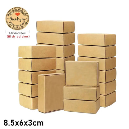 10/30pcs small gift craft handmade kraft paper box, wedding party birthday paper gift box (with stickers)