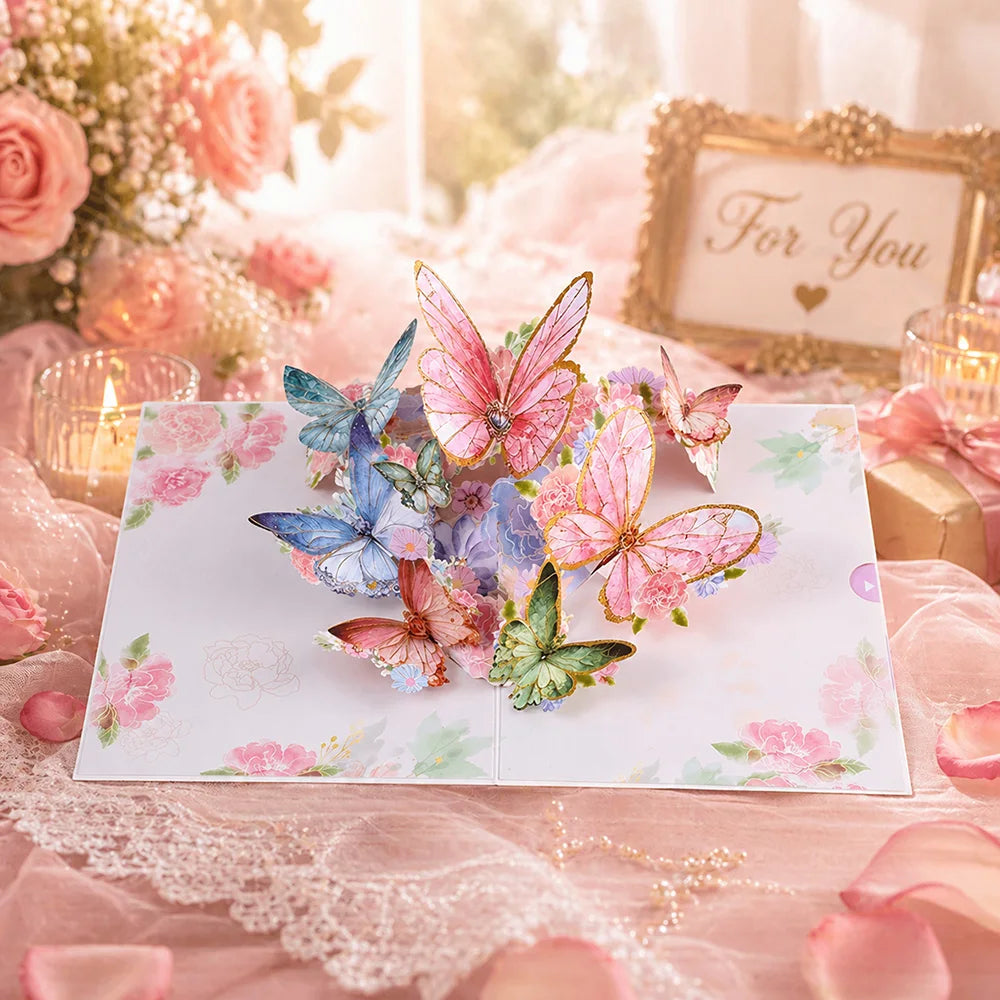 3D Pop Up Flower Greeting Cards Wedding Card Anniversary Thanksgiving Valentines Day Birthday Gift Thank You Card Handmade Cards