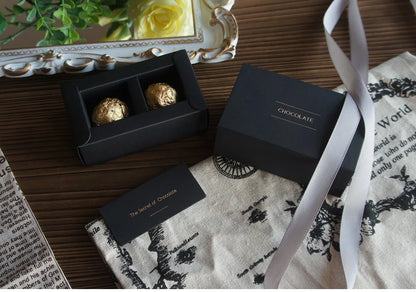 4 size choose 10set Elegant Valentine Chocolate Paper Box Gold Black Design Wedding Christmas Birthday Candy Packaging