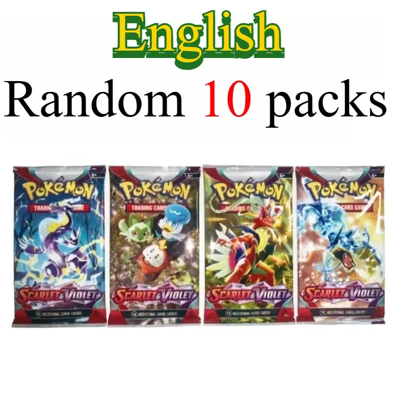 10 Pokémon Card Packs, Bright Stars,151 Prismatic Evolutions,PALDEAN FATES,English Reinforcement,Battle Transaction Card Gift