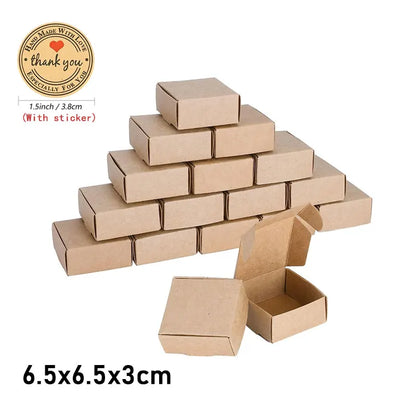 10/30pcs small gift craft handmade kraft paper box, wedding party birthday paper gift box (with stickers)