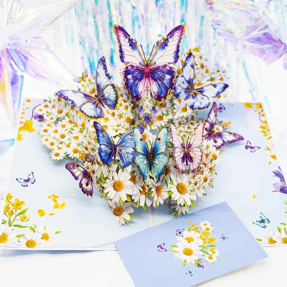 3D Pop Up Flower Greeting Cards Wedding Card Anniversary Thanksgiving Valentines Day Birthday Gift Thank You Card Handmade Cards